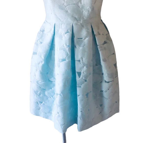 Ted Baker Baby Blue Laureto Fit & Flare Lace Dress Pleated Skirt Net Cut Outs - Picture 13 of 16